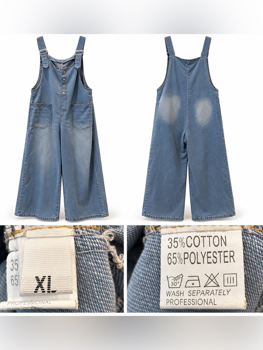 Denim Women’s Wide-Leg Overalls Size XL